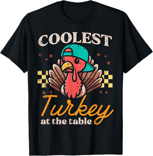 Thanksgiving Coolest Turkey At Table Boys Toddler Youth T-Shirt