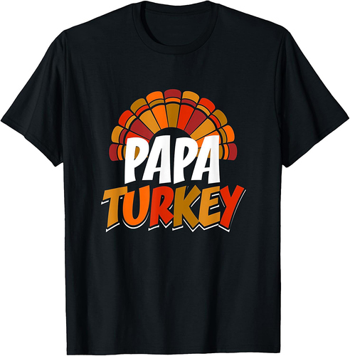 Mens Papa Turkey Thanksgiving Funny Matching Family T-Shirt