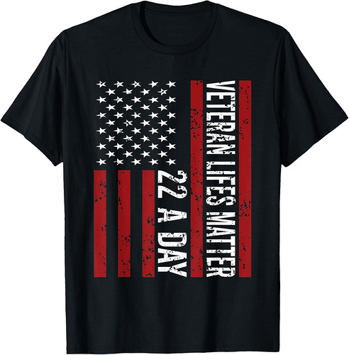 Veteran 22 Day Suicide Awareness PTSD Veteran Lives Matter T-Shirt