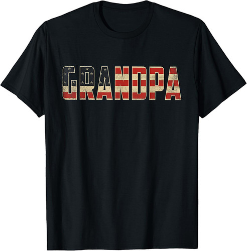 Grandpa Bold Patriotic American Flag Father’s Day Grandpa T-Shirt
