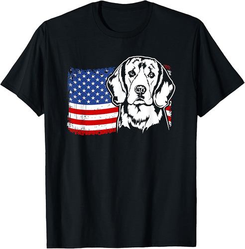 Proud Beagle American US Flag Patriotic Beagle Dog T-Shirt