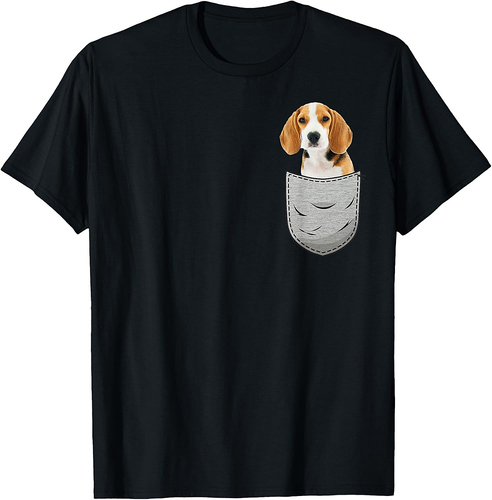 Beagle Chest Pocket for Dog Owners Men Women Girls T-Shirt