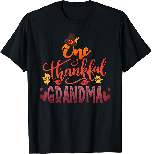One Thankful Grandma Thanksgiving Gift Grandparents Grammy T-Shirt