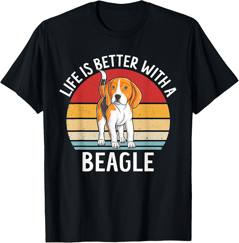 Life Is Better With A Beagle Funny Dog Puppy Vintage T-Shirt