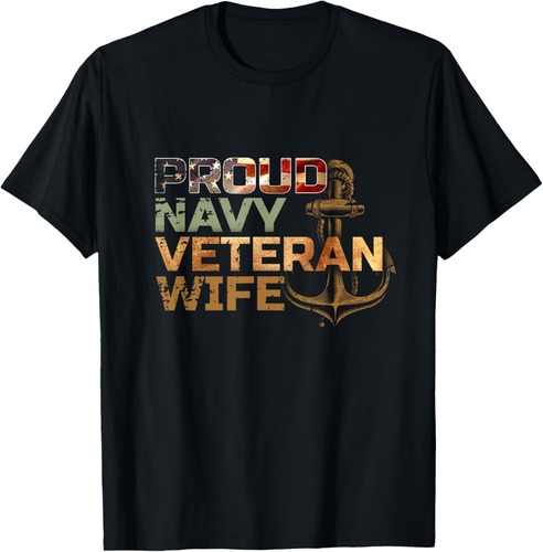 Proud Veteran's Wife USA American Flag Patriotic T-Shirt
