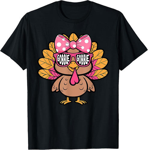 Funny Turkey Gobble Thankful Blessed Autumn Thanksgiving T-Shirt