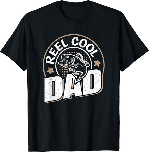Reel Cool Dad Funny Fishing Dad Saying Graphic Vintage T-Shirt