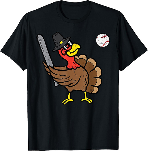 Thanksgiving Turkey Baseball Fall Men Boys Teen Youth T-Shirt