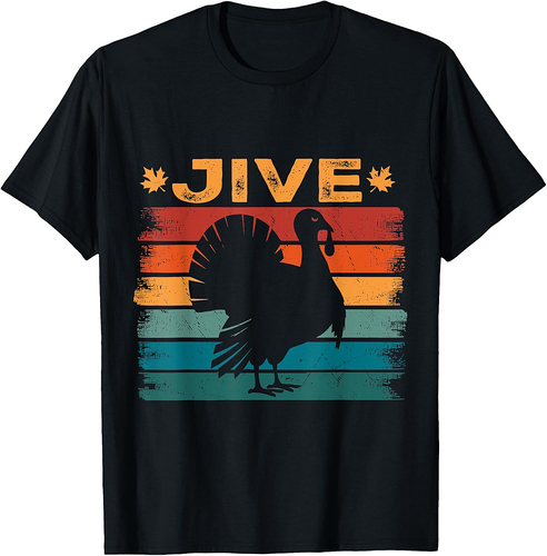 Vintage Turkey Jive Black Unisex-Adults T-Shirt Small Thanksgiving T-Shirt