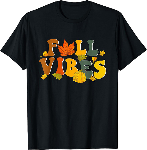 Fall Vibes Retro Vintage Circle Pumpkin Thanksgiving T-Shirt
