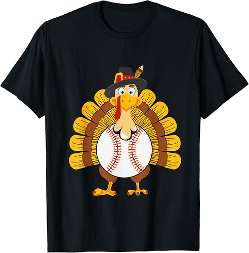 Baseball Turkey Thanksgiving Turkey Baseball Player T-Shirt