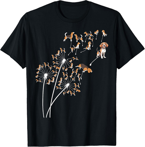 Dandelion Beagle Flower, Floral Beagle Tree T-Shirt
