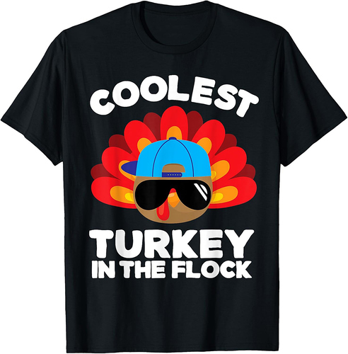 Boys Thanksgiving Shirt For Toddlers Coolest Turkey T-Shirt