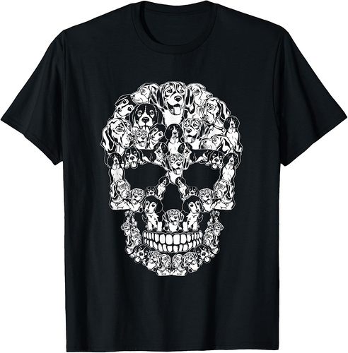 Beagle Dog Graphic Halloween Skull Costumes T-Shirt for Men Women
