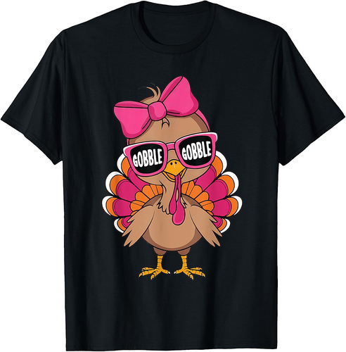Gobble Turkey Day Happy Thanksgiving Toddlers Girls T-Shirt