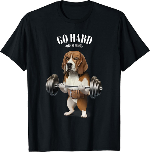 Beagle Dog Weightlifting in Fitness Gym T-Shirt