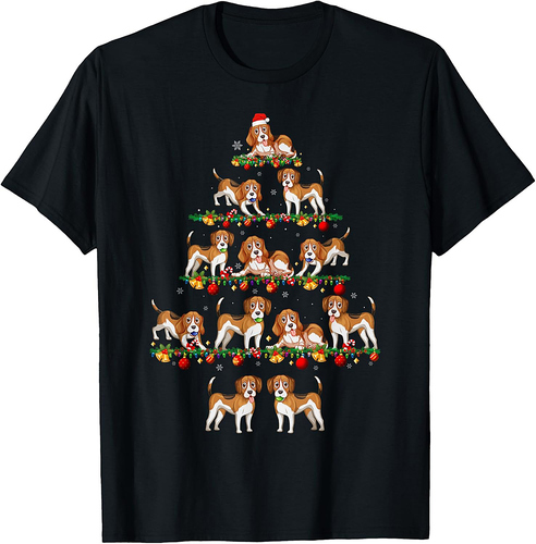 Family Pajama Sets Christmas Matching Beagle Dog Xmas Tree T-Shirt for Men Women