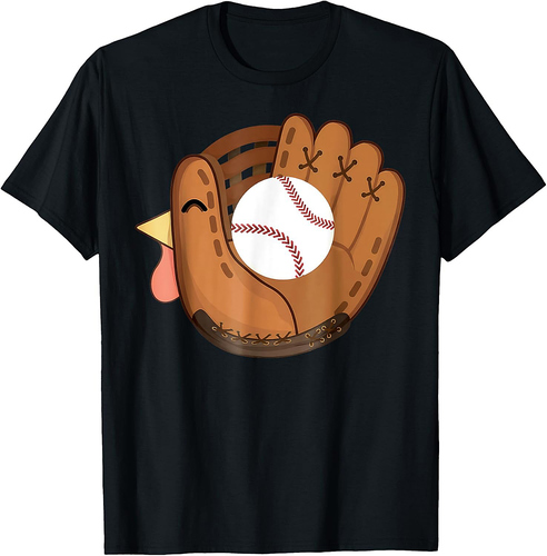 Turkey Baseball Glove Catchers Matching Thanksgiving Day T-Shirt