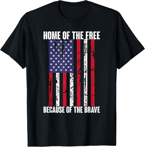 American Flag Veteran Home Of The Free T-Shirt