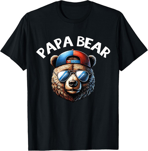 Papa Bear Face Grizzly Fathers Day Bear Lover Mens T-Shirt