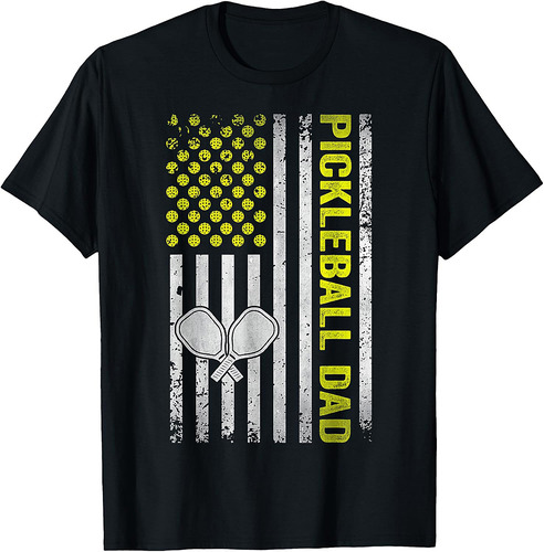 Pickleball Dad Father's Day USA Flag T-Shirt