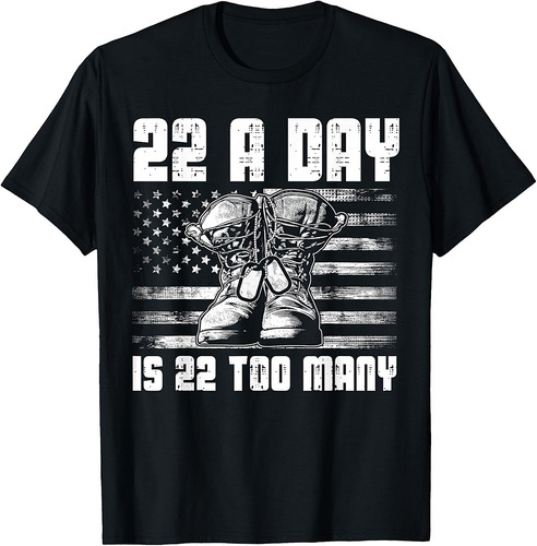 22 A Day Is 22 Too Many Veteran Lives Matter USA Flag T-Shirt