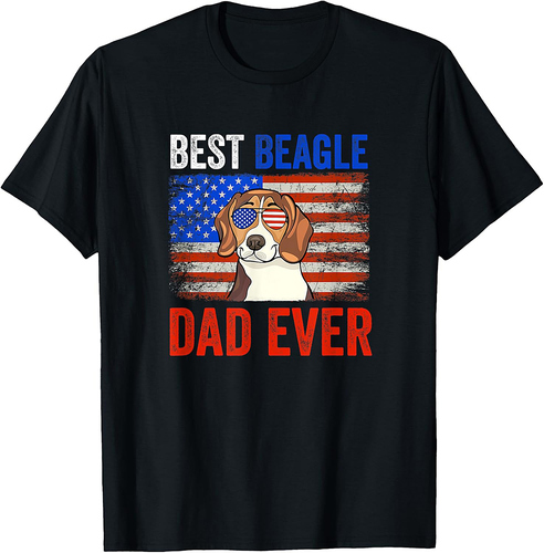 Best Beagle Dad Ever American Flag Fathers Day T-Shirt for Women Men
