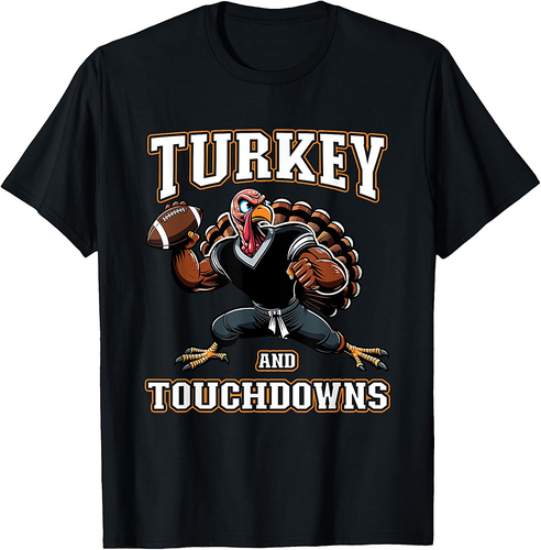 Thanksgiving Design for Men Turkey and Touchdowns Youth Men T-Shirt