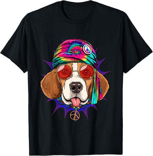 Tie Dye Hippie Beagle Hippiness Peace Love Dog Men Women T-Shirt