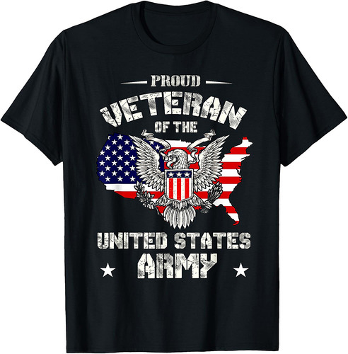 Proud Veteran of the US Army USA Flag Soldier Veteran T-Shirt