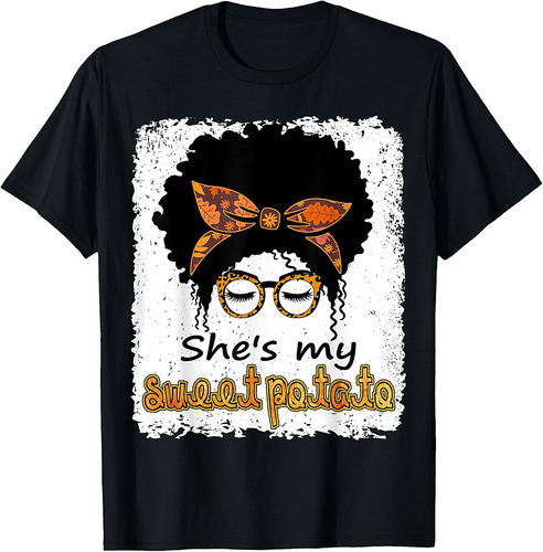 She's My Sweet Potato Thanksgiving Afro-American Leopard T-Shirt