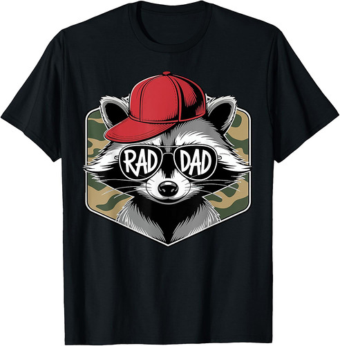 Vintage Rad Camo Dad Daddy Funny Raccoon Happy Father's Day T-Shirt
