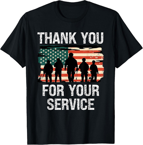 USA Flag Thank You for Your Service Memorial Veterans Day T-Shirt