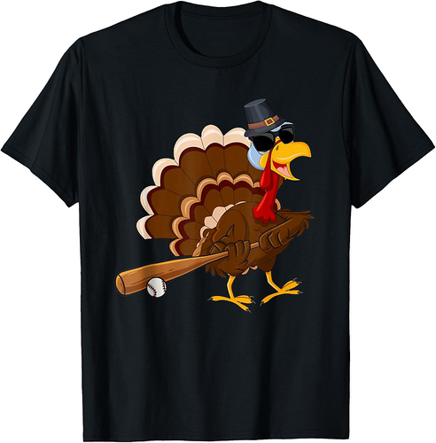 Turkey Baseball Thanksgiving T-Shirt