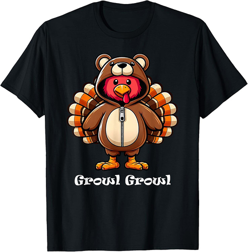 Turkey Costume Bear Funny Thanksgiving Turkey Women Men T-Shirt