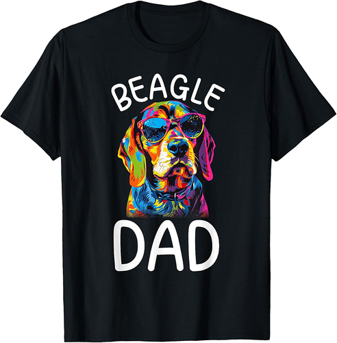Beagle Lovers Pop Art Design Beagle Dad T-Shirt