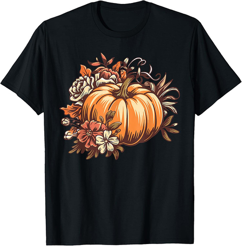Fall Shirt Women Vintage Pumpkin Autumn Graphic Thanksgiving T-Shirt