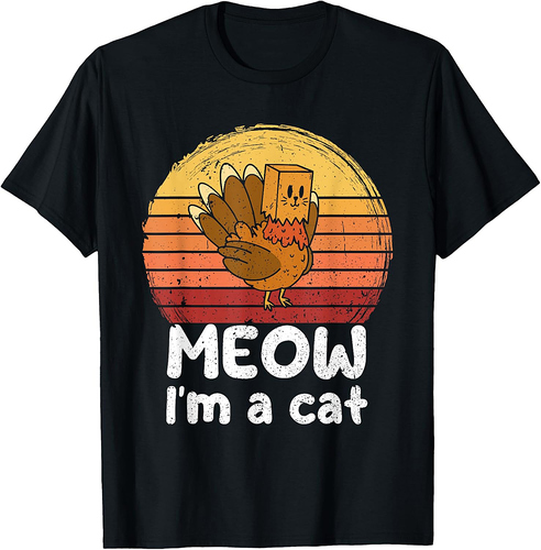 Turkey Meow I'm a Cat Thanksgiving Turkey Tradition T-Shirt