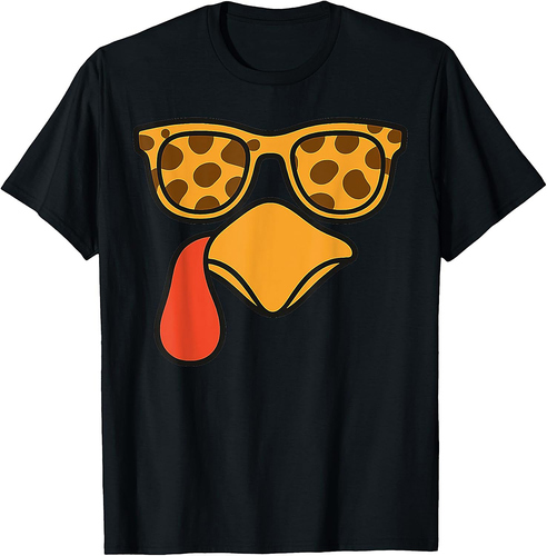 Funny Turkey Face Sunglasses Thanksgiving T-Shirt