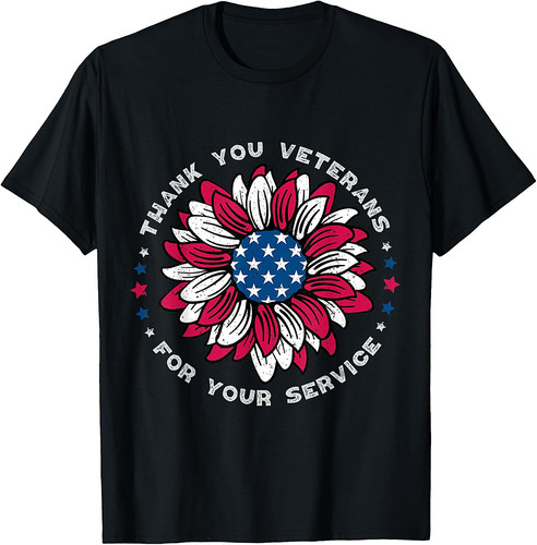 Thank You Veterans Sunflower, Military Veterans Day Tribute T-Shirt
