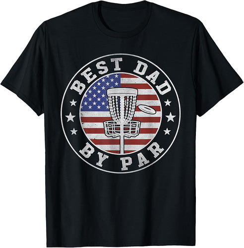 Funny Best Dad By Par Disc Golf Father's Day USA Flag Men T-Shirt