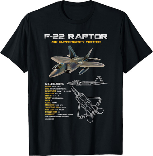 U.S Air Force F-22 Raptor Fighter Jet Military Pilot Veteran T-Shirt