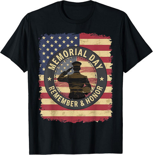 Memorial Day American Flag Remember Honor Veterans T-Shirt