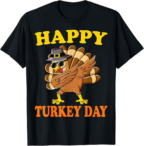 Happy Turkey Day Cute Little Pilgrim Gift Thanksgiving T-Shirt