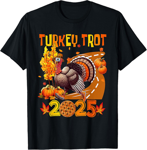 Turkey Trot 2025 Thanksgiving Autumn Turkey Running Runner T-Shirt