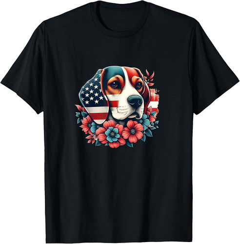 Beagle Shirt Womens American Flag Beagles Lover Beagle T-Shirt