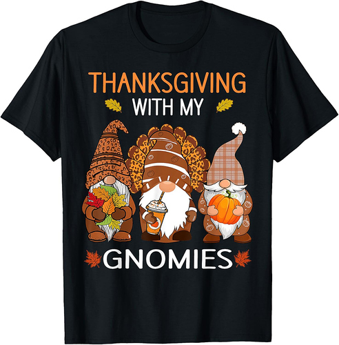 Thanksgiving women gnome fall leopard Turkey men girls T-Shirt