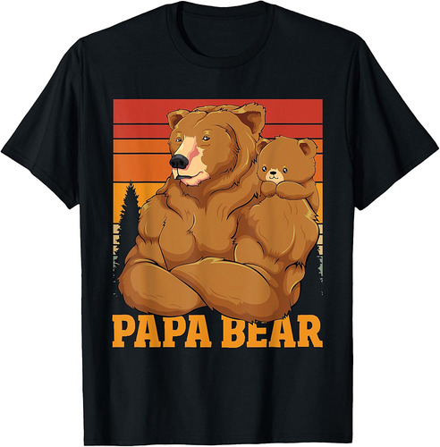 Papa Bear Retro Son Bear Dad Father Day T-Shirt