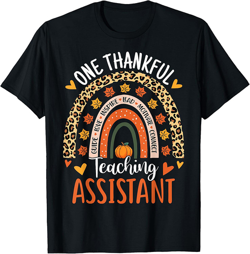 One Thankful Teaching Assistant Thanksgiving Teacher Aide T-Shirt