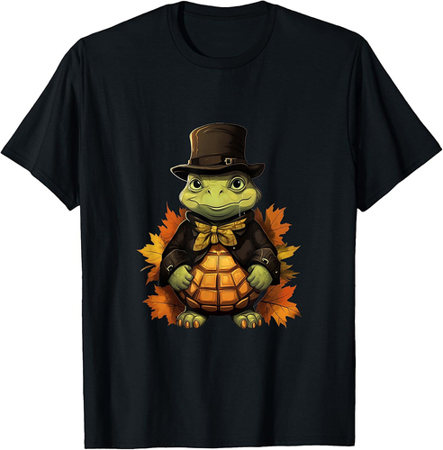 Thanksgiving Day Sea Turtle Pilgrim Fall Autumn Halloween T-Shirt